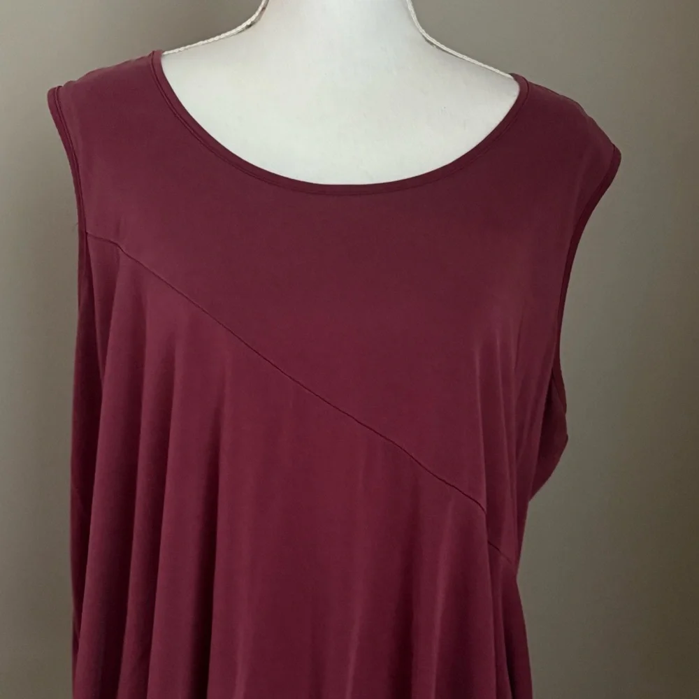 H.I.P. HIP Women's Size 3X Top Tunic Sleeveless Tank Asymmetric Burgundy - Picture 2 of 11
